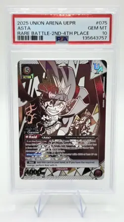 Union Arena Black Clover Asta Rare Battle Promo 2nd-4th Place PSA 10 Low Pop - Image 1