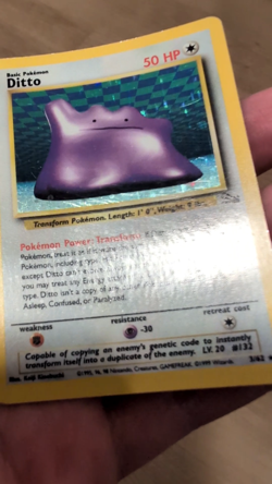 Pokemon Card Ditto Fossil 3/62 Holo Rare - Australian RED LOGO ULTRA RARE GLOSSY - Image 2