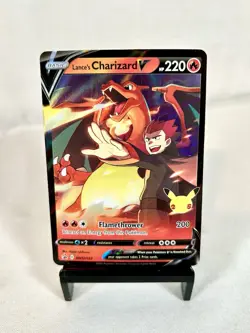 Pokemon TCG Lance's Charizard V Celebrations SWSH133 Black Star Promo Holo Card - Image 1
