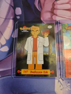 Lot 2 VTG 1999 Topps Pokemon Holo Foil Blue Logo Card TV7 Professor Oak TV8 Gary - Image 2