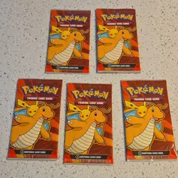Pokemon TCG 5 Booster Packs English Dragonite Pikachu 4 Cards Each Trading Card - Image 1