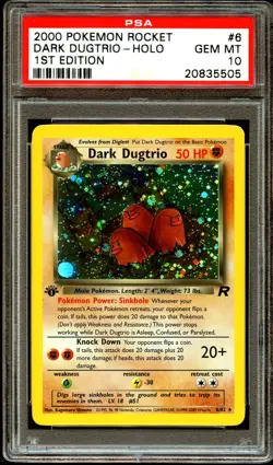 PSA 10 GEM MINT Dark Dugtrio 6/82 HOLO Team Rocket 1ST EDITION Pokemon Card - Image 1