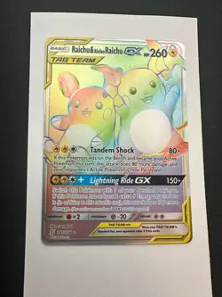 Pokemon Raichu & Alolan Raichu GX TAG TEAM Secret Rare 241/236 SM-Unified Minds… - Image 1