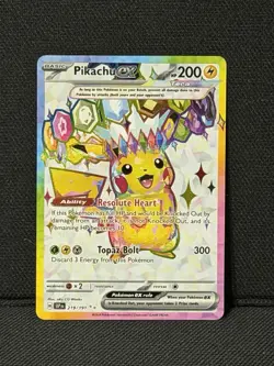 Pokemon Pikachu ex Full Art Holo Ultra Rare 219/191 SV08: Surging Sparks EX - Image 1