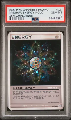 2009 POKEMON JPN PROMO GYM CHALLENGE #021 RAINBOW ENERGY-HOLO PSA 10 - Image 1