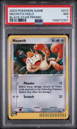 2003 Pokemon Black Star Promo Meowth Holo #013 PSA 7 WOTC Vintage - Image 1
