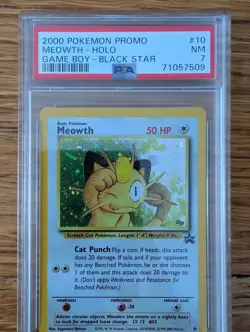 2000 Pokemon Promo Meowth Holo Game Boy Black Star Promo PSA 7 - Image 1