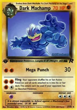 Moderately Played, English Pokemon Regular Dark Machamp - 27/82 - Rare - 1st Edi - Image 1