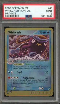 Pokemon Whiscash EX Dragon Reverse Holo #48 PSA 9 Mint - Image 1