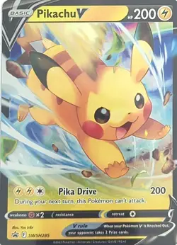 Pokemon TCG - Holofoil Pikachu V Promo SWSH285 NM SWSD - Image 1