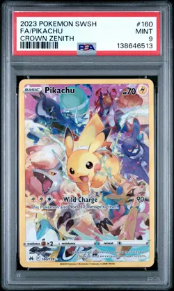 2023 POKEMON SWORD & SHIELD CROWN ZENITH #160 FULL ART/PIKACHU PSA 9 - Image 1