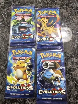 Lot Of 4 Pokemon XY Evolutions Booster Packs Factory Sealed Art Set - Image 1