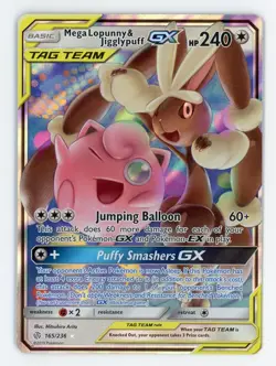 Mega Lopunny & Jigglypuff GX - Pokemon 2019 Cosmic Eclipse #165 MINT - Image 1