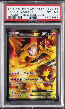 2016 POKEMON XY BLACK STAR PROMO RED & BLUE COLL FULL ART/CHARIZARD EX PSA 8 - Image 1