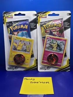 Sealed TEAM UP Blister Packs (Pikachu SM162 + Mimikyu SM163) Pokemon - Image 1