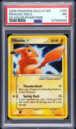 POKEMON PIKACHU GOLD STAR 2006 EX HOLON PHANTOMS #104 HOLO PSA 7 🌀(regradeUU) - Image 1