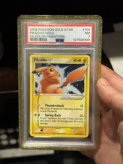 POKEMON PIKACHU GOLD STAR 2006 EX HOLON PHANTOMS #104 HOLO PSA 7 🌀(regradeUU) - Image 5