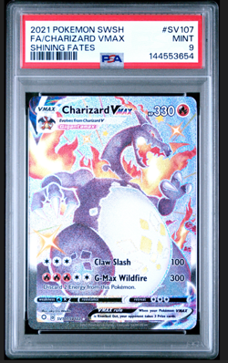 2021 POKEMON SWORD & SHIELD SHINING FATES #SV107 FULL ART/CHARIZARD VMAX PSA 9 - Image 1