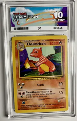 Pokemon TCG Charmeleon Vintage WOTC Base Set Unlimited 24/102 Ace 10 Gem Mint - Image 1