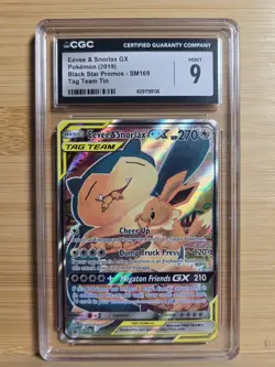 Pokemon Eevee & Snorlax GX Black Star Promo SM169 Tag Team Card CGC 9 - Image 1