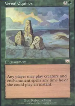 Heavy Play, English MTG Regular Vernal Equinox Mercadian Masques Magic the Gathe - Image 1