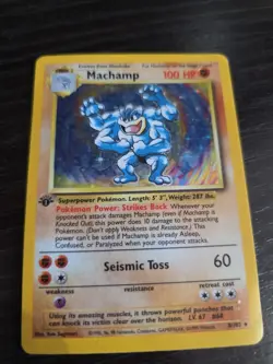 1999 Pokemon TCG Machamp Holo Unlimited Rare 1st Edition Card 8/102 Base Set - Image 1