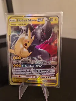 Pokemon Pikachu & Zekrom GX TAG TEAM Ultra Rare Holo 33/181 Sm-Team Up Card NM - Image 1
