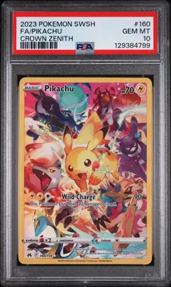 2023 POKEMON SWORD & SHIELD CROWN ZENITH #160 FULL ART/PIKACHU PSA 10 - Image 1