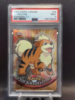 2000 TOPPS CHROME POKEMON T.V. #58 GROWLITHE PSA 9 - Image 1