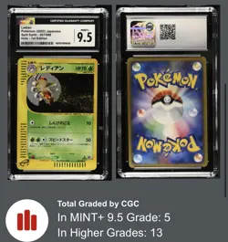 Swirl CGC 9.5 2002 Pokemon Ledian 1st Edition Holo Rare 007/088 JP Split Earth - Image 1