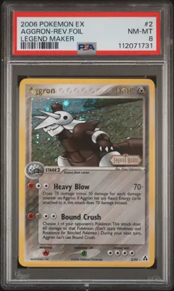 2006 POKEMON EX LEGEND MAKER #2 AGGRON-REVERSE FOIL PSA 8 - Image 1