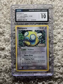 Dunsparce CGC 10 Pokemon 2006 EX Legend Maker Reverse Holo Stamped Swirl POP 16 - Image 1
