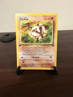 Pokemon TCG Mankey 55/64 WotC Jungle 1st Edition Regular Common Card - LP - Image 1