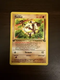 Pokemon TCG Mankey 55/64 WotC Jungle 1st Edition Regular Common Card - LP - Image 3