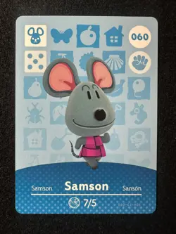 Samson #060 Animal Crossing Amiibo Card Series 1 Authentic +Tracking# - Image 1