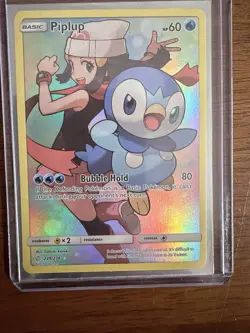 Pokemon TCG Piplup Holo Secret Rare Card Sun & Moon Cosmic Eclipse 239/236 - Image 1