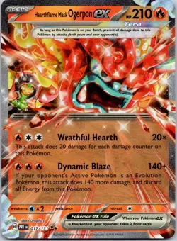 Hearthflame Mask Ogerpon ex 017/131 Prismatic Evolutions Pokemon Near Mint - Image 1