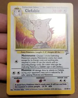 Pokemon TCG Clefable 5/130 ☆ Holo Rare Base Set 2 VINTAGE NM/LP - Image 2