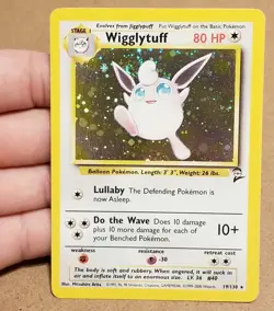 Pokemon TCG Wigglytuff 19/130 ☆ HOLO W/Swirl 🌀 Base Set 2 Vintage LP - Image 1