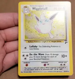 Pokemon TCG Wigglytuff 19/130 ☆ HOLO W/Swirl 🌀 Base Set 2 Vintage LP - Image 3