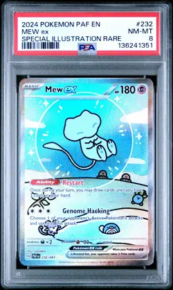 2024 POKEMON PAF EN-PALDEAN FATES SPECIAL ILLUSTRATION RARE #232 MEW EX PSA 8 - Image 1