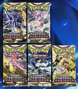 Pokemon 2022 Sword & Shield Astral Radiance Booster Pack Lot X5 Artset SwSh Nm M - Image 1