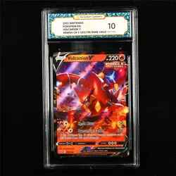 TQG 10 GEM MINT 2021 Pokemon ENG Volcanion V 025/198 RARE HOLO - Image 1