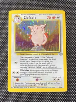 Pokemon TCG Clefable Jungle 1/64 Holo Unlimited Holo Rare Vintage Pokemon LP/NM - Image 1