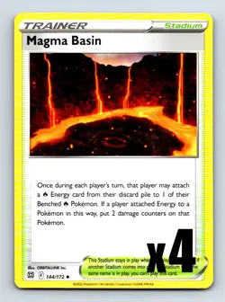Magma Basin SWSH09: Brilliant Stars #144/172 Playset x4 Pokemon TCG - NM - Image 1