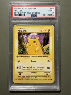 Pokemon Pikachu 1st Edition Red Cheeks Psa 9 #58 - Image 1