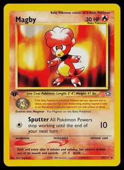 Pokemon Card - Magby Neo Genesis 23/111 Rare 1st Edition - Image 1