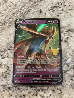 Pokemon TCG Zacian v Celebrations Holo Ultra Rare Card 016/025 - Image 1