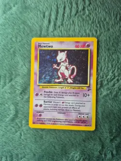 Pokemon Base 2 Set Mewtwo 10/102 Unlimited Holo Rare Card MP Vintage WOTC - Image 1