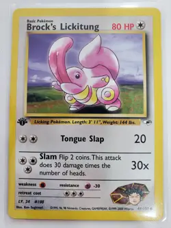 Pokemon Card - Brock's Lickitung Gym Heroes 41/132 Uncommon 1st Edition MP - Image 1
